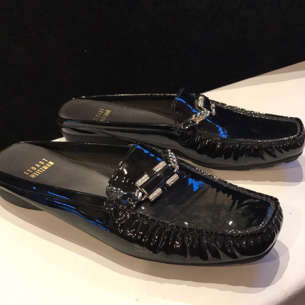 Start Weitzman Black Patent Slides - image 1